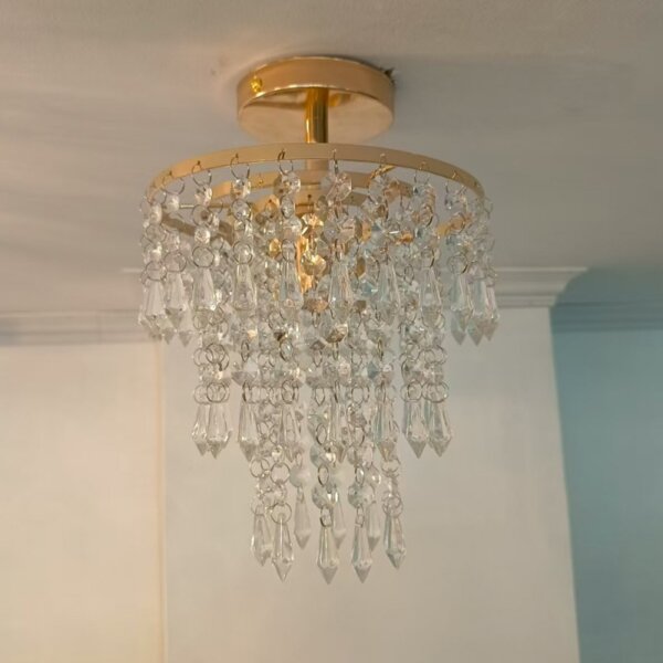 D20cm Gold Small Crystal Ceiling Light - 图片 2
