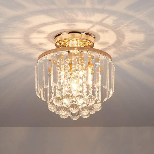 E14 Round Iron Crystal Ceiling Light - 图片 2