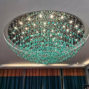 Gold Green Blue Custom Glass Chandelier