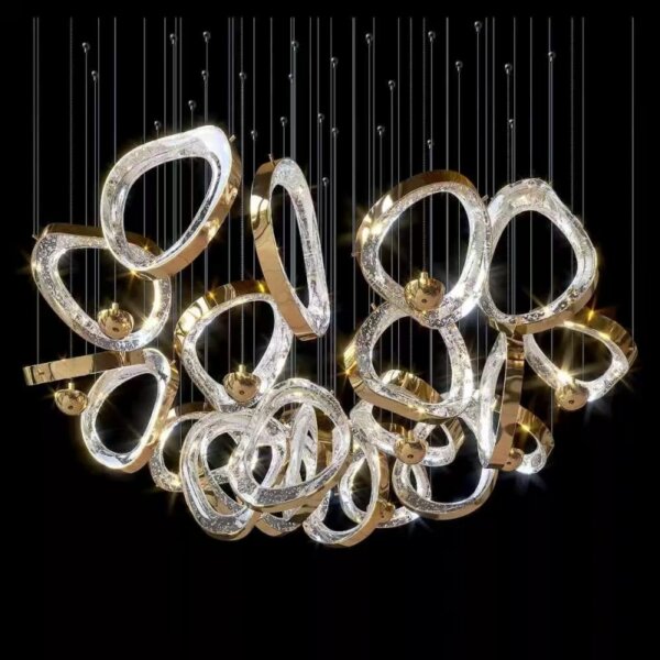 Gold Transparent Circle Custom Glass Chandelier - 图片 2
