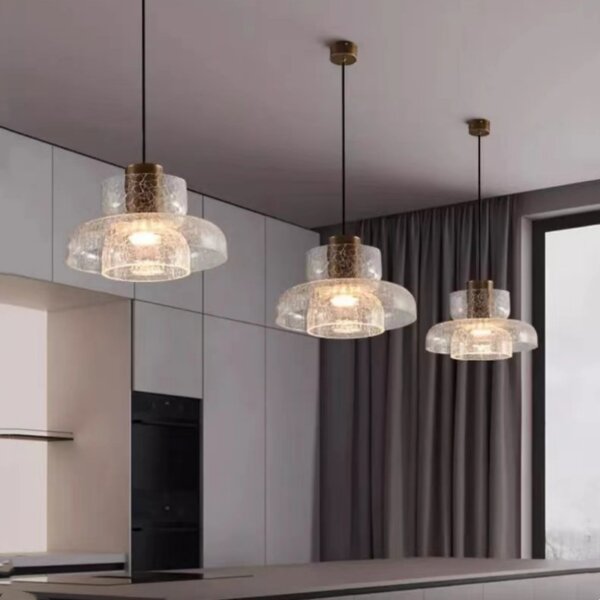 H12CM Cracked Glass Pendant Light - 图片 2