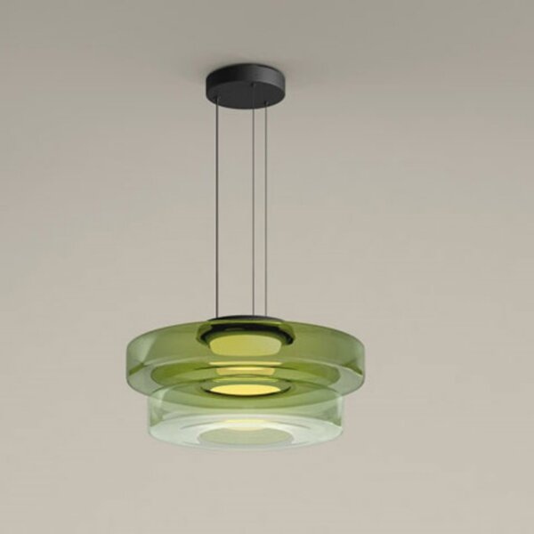 Amber Smoky Gray Green Glass Pendant Lamp - 图片 2