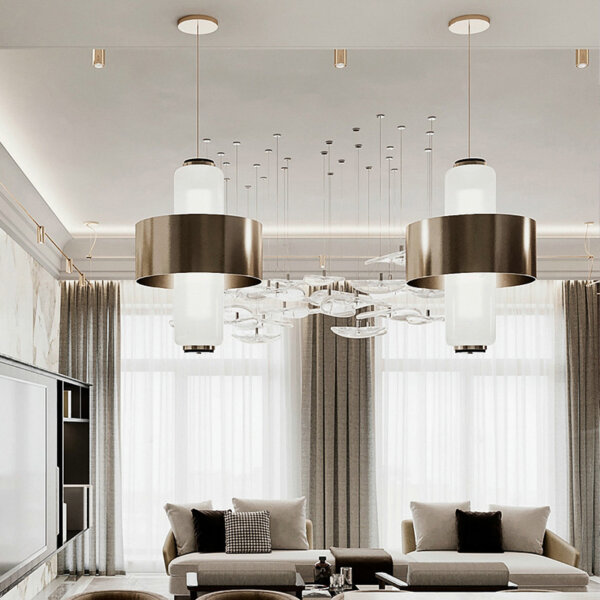 H40CM Black Iron Glass Pendant Lamp - 图片 3