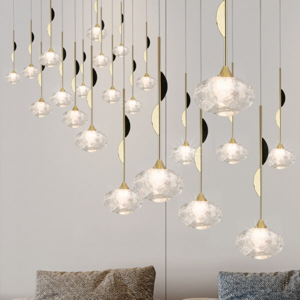 H36CM Golden Crystal Pendant Light - 图片 2