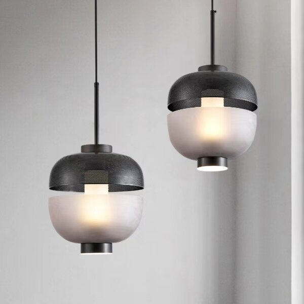 D24CM Glass Ball Black Pendant Lamp - 图片 2