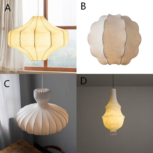 H35cm Retro Silk Pendant Lamp - 图片 3