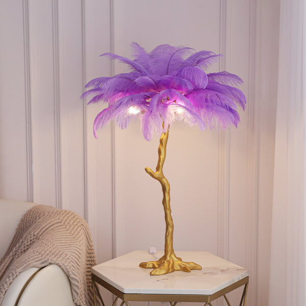 LED Resin Pink Purple Feather Floor Light - 图片 4