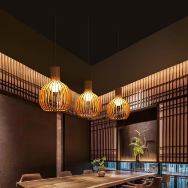 E27/E26 Bamboo Woven Lantern Pendant Light - 图片 3