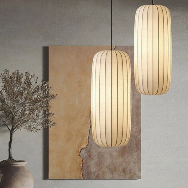 H25cm Lantern Silk Pendant Light - 图片 3