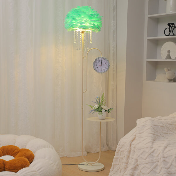H165CM Cream Feather Hardware LED Floor Lamp - 图片 4