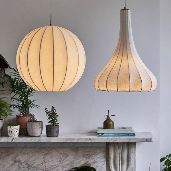 D40CM Lantern Silk Pendant Lamp - 图片 3