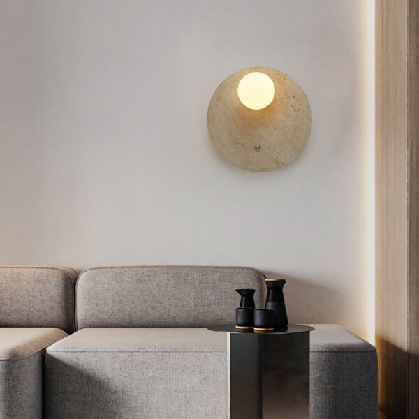 G9 Wood Glass Yellow Stone Wall Lamp - 图片 3