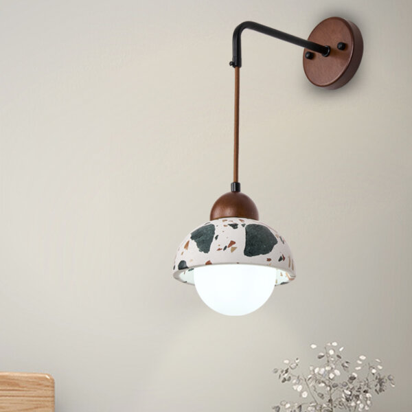 H16cm Terrazzo Wood LED Wall Lamp - 图片 3