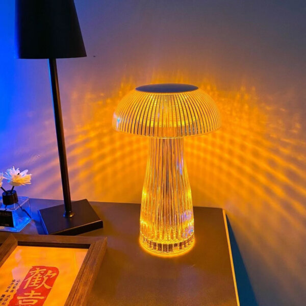 USB Transparent Crystal Jellyfish LED Table Lamp - 图片 3