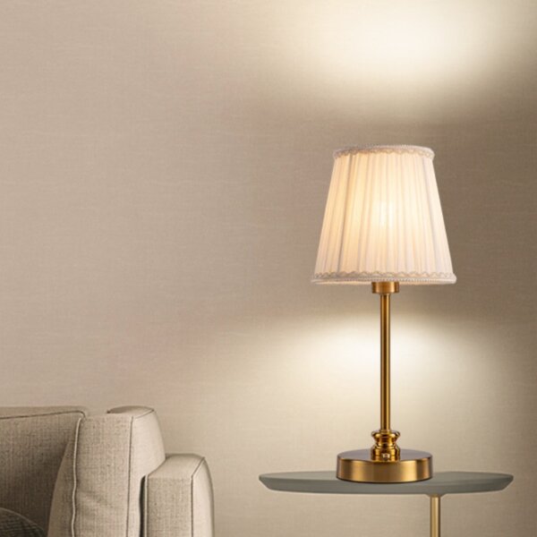 H37cm Fabric Antique Brass Table Lamp - 图片 3
