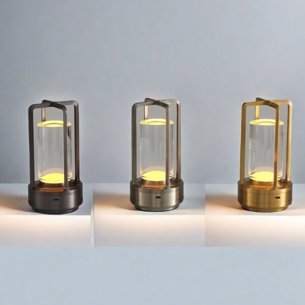 Golden Silver Black Lantern LED Table Lamp - 图片 3