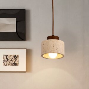 D12cm Yellow Cylinder Stone Pendant Lamp