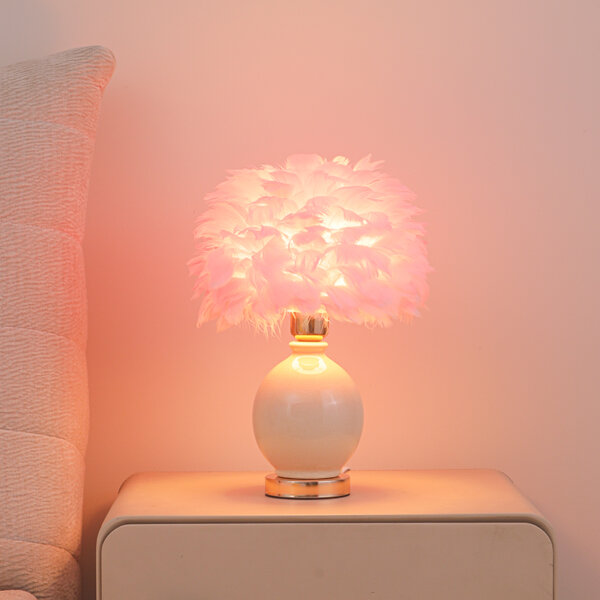 H40cm Colourful Ceramic Feather Table Light - 图片 3
