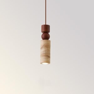 H28cm Vintage Yellow Travertine Pendant Lamp