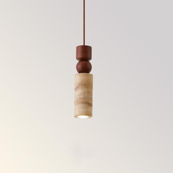 H28cm Vintage Yellow Travertine Pendant Lamp