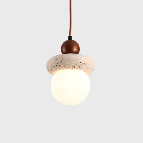 H22CM Ball Yellow Travertine Pendant Light - 图片 3