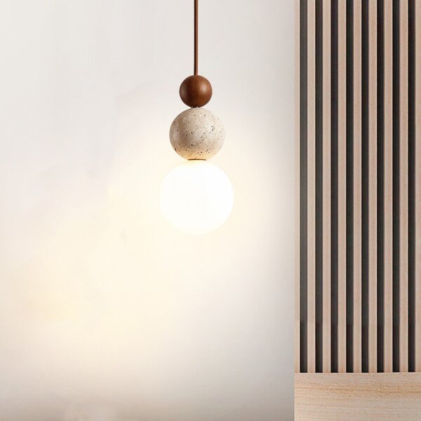 Gourd Wood Yellow Travertine Pendant Light - 图片 2