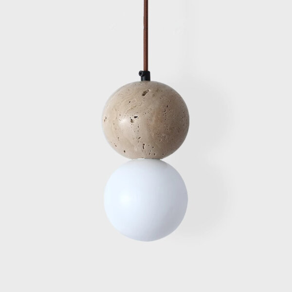 D10cm LED Ball Yellow Travertine Pendant Lamp - 图片 3