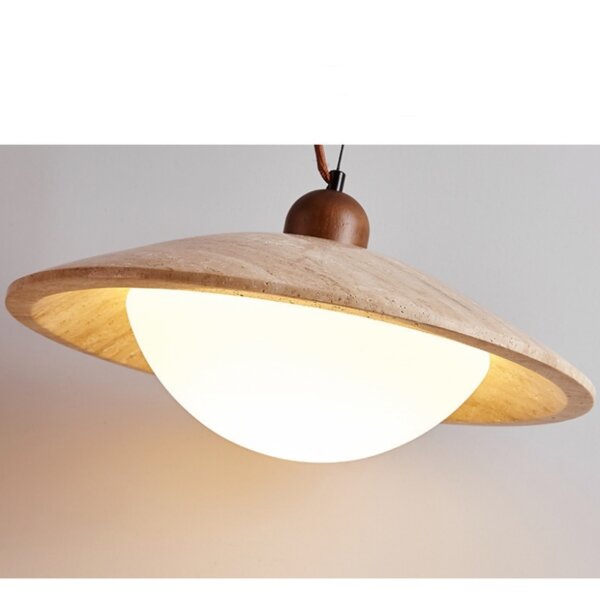 D25cm Travertine Stone Pendant Lamp - 图片 3