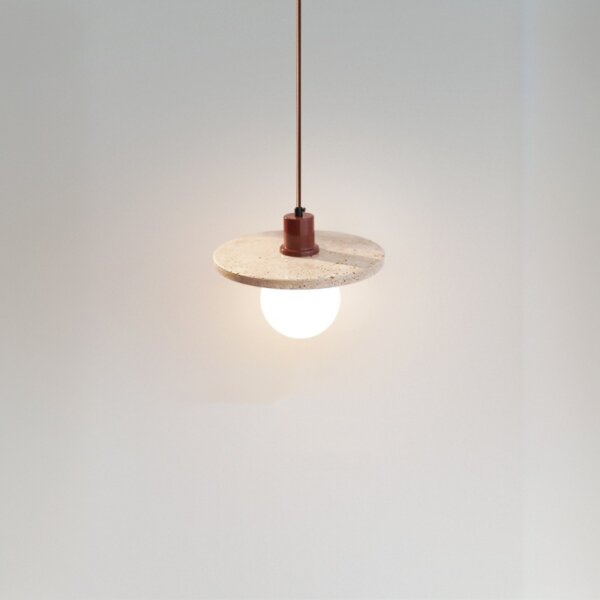 H18cm Stone Wood Pendant Light - 图片 4