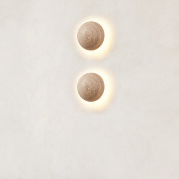 D15cm Yellow Travertine LED Wall Lamp - 图片 3