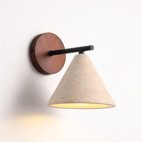 D13cm Cone Yellow Travertine LED Wall Light