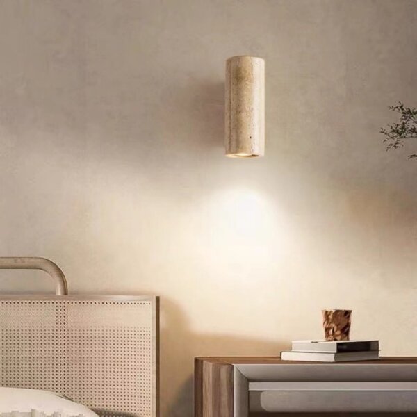 H16cm Wood Stone LED Wall Light - 图片 3