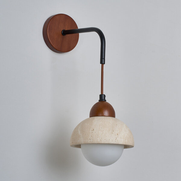 D15cm Natural Stone Ball Wall Light - 图片 3