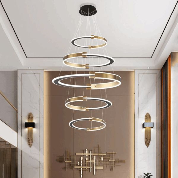 D120CM Aluminum Half Circle Black Pendant Lamp - 图片 4