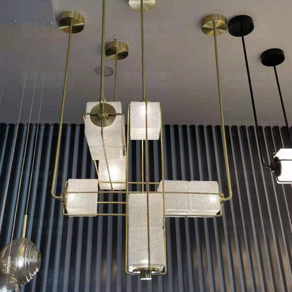 Golden Black Magic Cube Glass LED Pendant Light - 图片 3