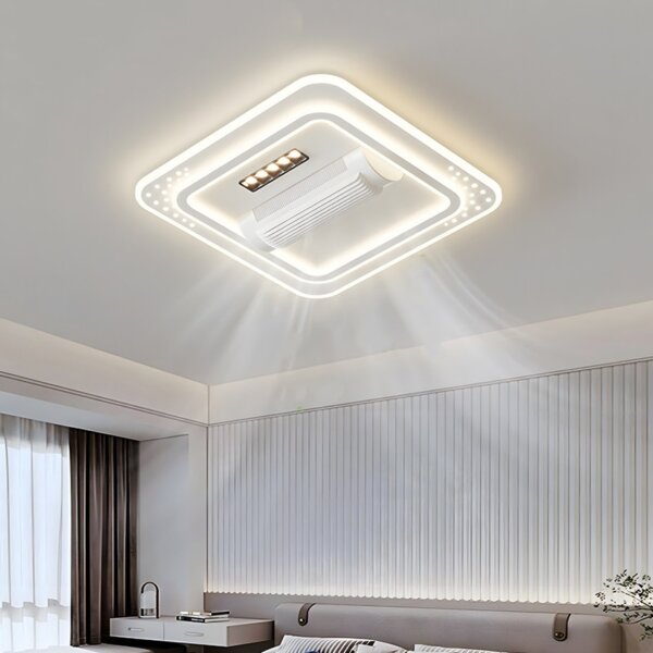 Metal White Bladeless Ceiling Fan Light - 图片 3