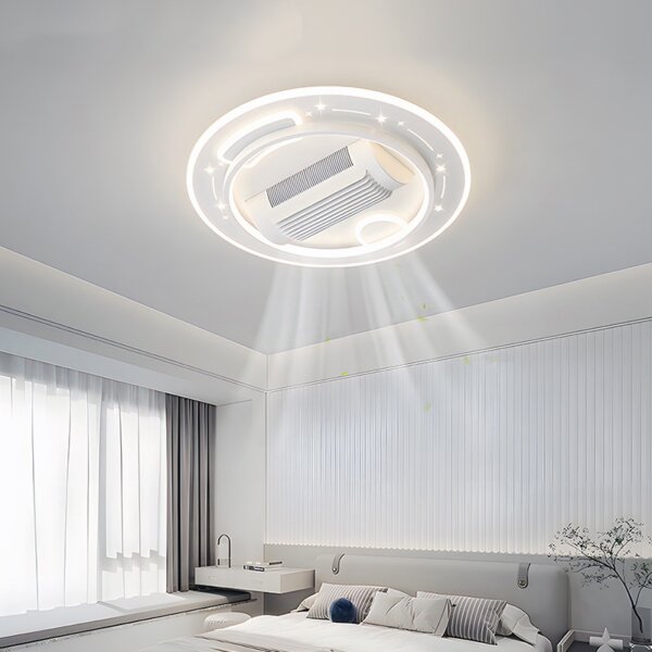 PC LED Leafless Ceiling Fan Light - 图片 3