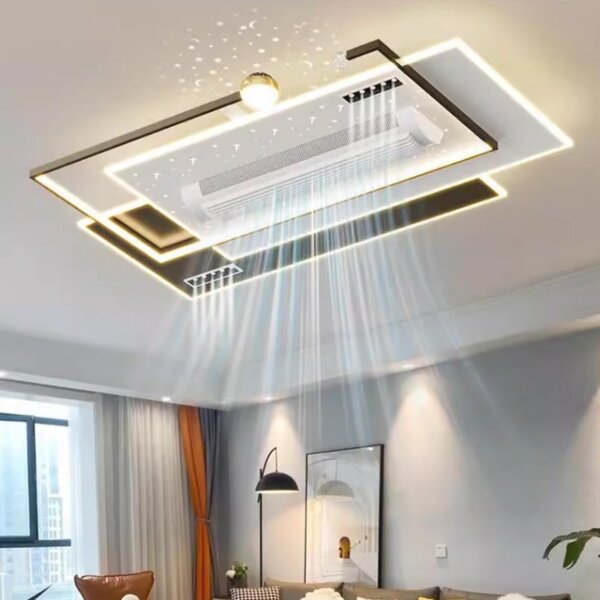 White Black Metal LED Ceiling Fan Light - 图片 3