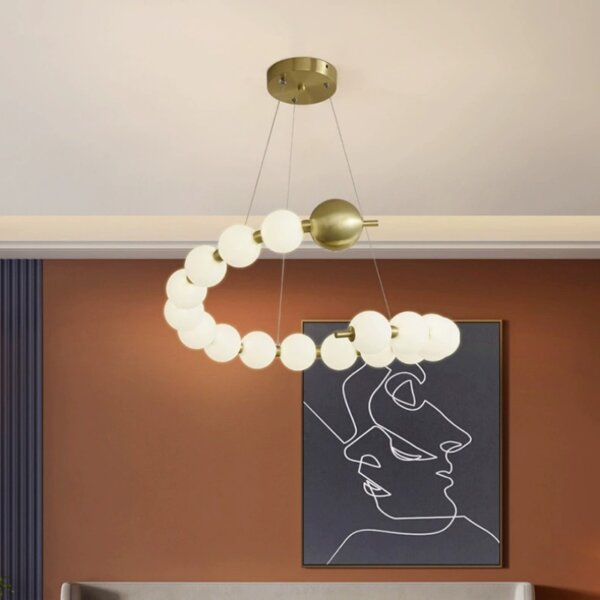 15-30 Heads PE Ball Copper Pendant Light - 图片 3