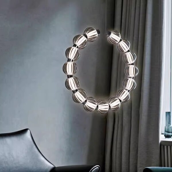 Aluminum Black Glass Round Pendant Lamp - 图片 3