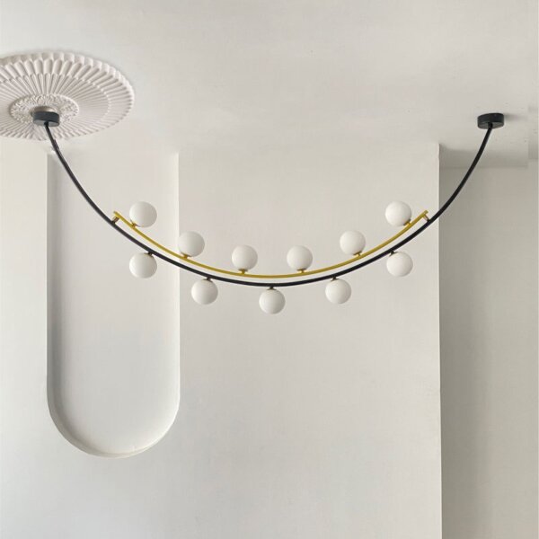 G9 Black Gold Glass Ball Iron Pendant Lamp - 图片 3