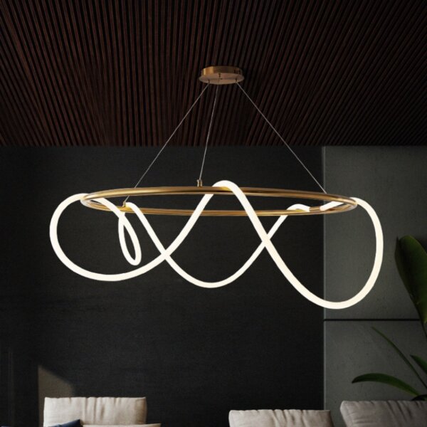 Long Strip Silicone Round Iron Pendant Lamp - 图片 3