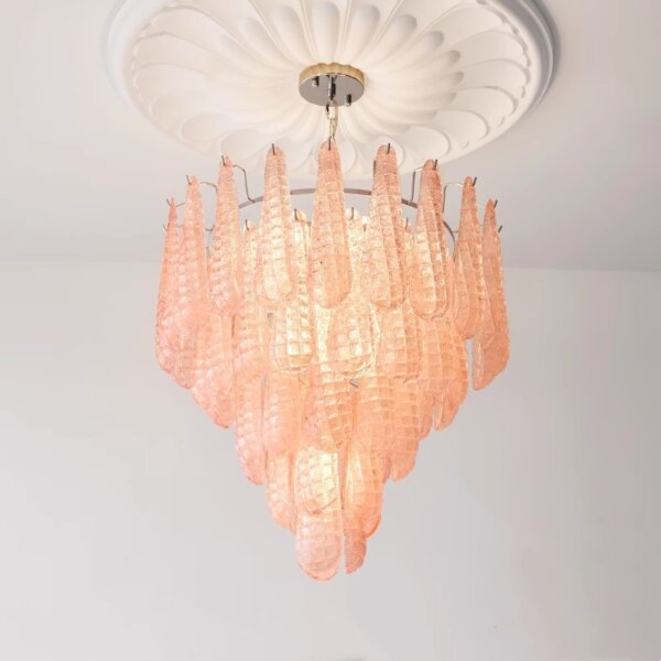 E14/E12 Transparent Pink Glass Pendant Lamp - 图片 3