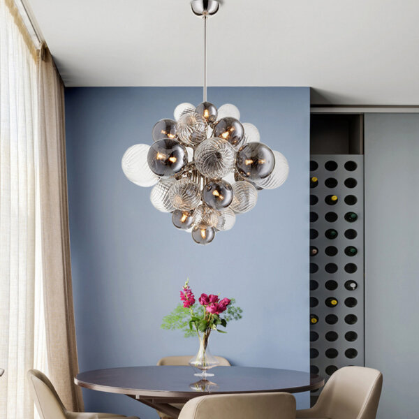G9 Silver Glass Iron Pendant Light - 图片 3
