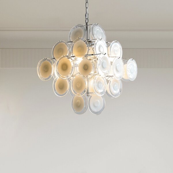 6 Heads White Glass Iron Pendant Light - 图片 3