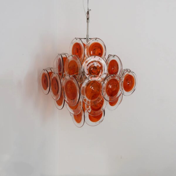 6 Heads Red Clear Glass Iron Pendant Lamp - 图片 4