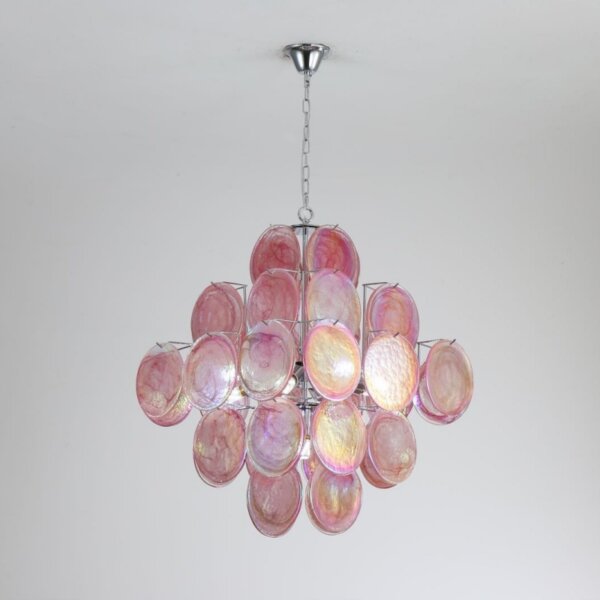 E14/E12 Pink Glass Pendant Light - 图片 3