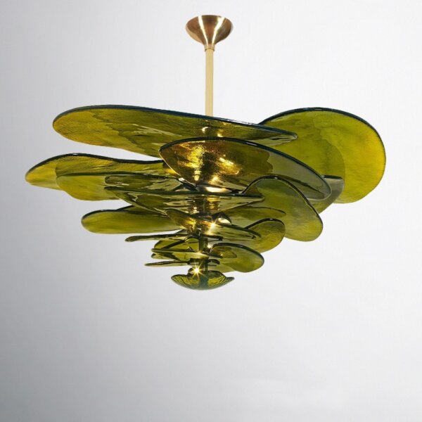 E14 Amber Pink Glass Pendant Light - 图片 3
