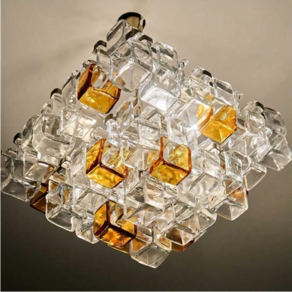 E14 Chrome Glass Cube Pendant Light - 图片 3