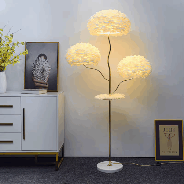 H180CM Tree Feather Floor Lamp - 图片 3